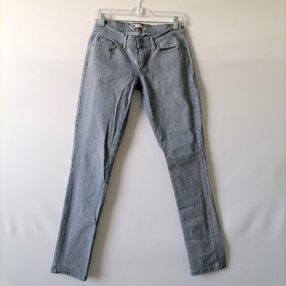Levi Strauss & Co. Womens Blue & White 524 Too Suerlow Skinny Jeans Size 28x32